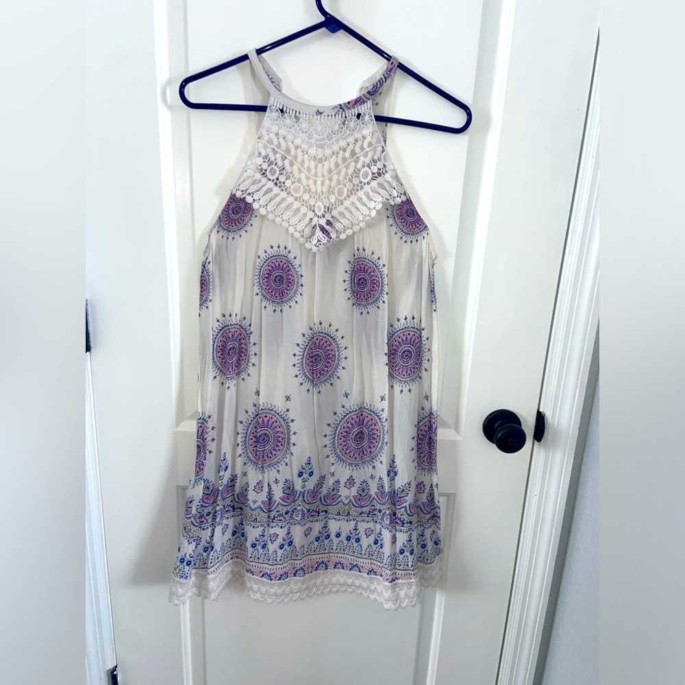 casual comfy summer dress halter tie neck